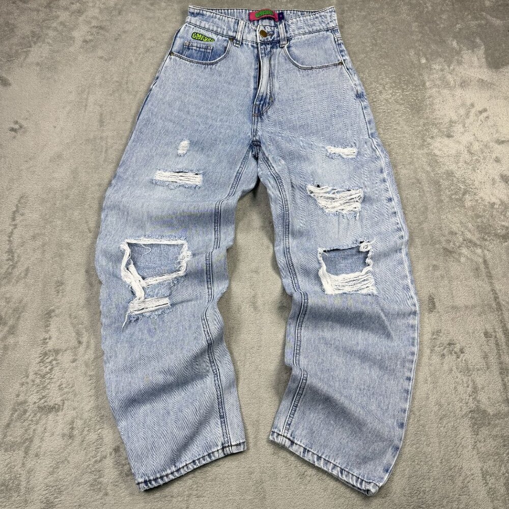 EMPYRE Tori Womens 0 Distressed Y2K Skate Jeans Relaxed Denim High Waist Ripped